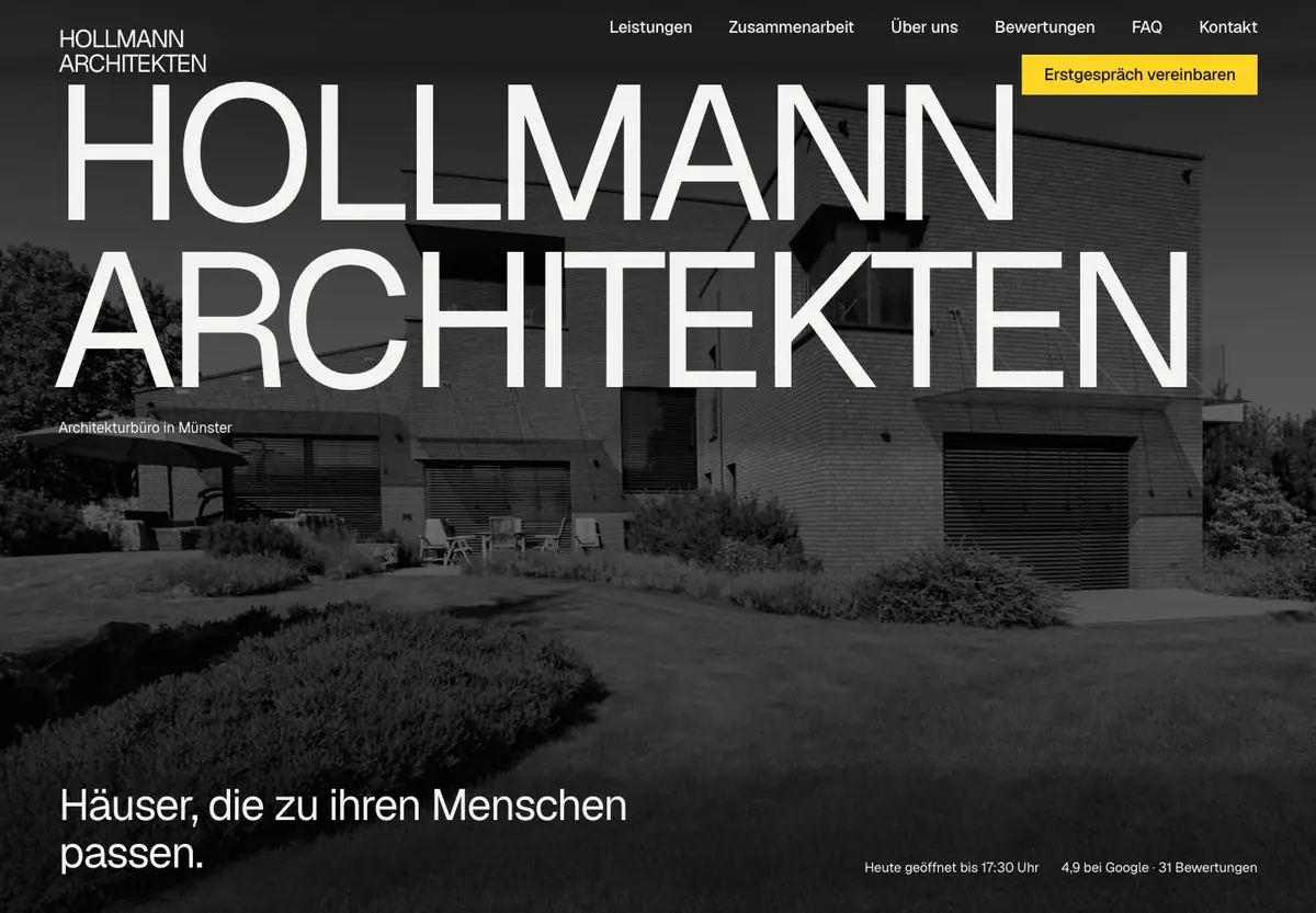 Beispiel-Website im Design Raster: Hollmann Architekten, Architekturbüro