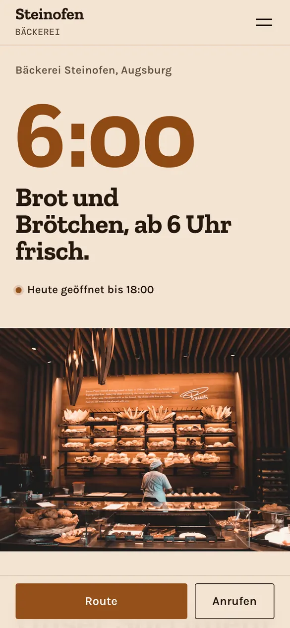 Bäckerei Steinofen auf dem Handy