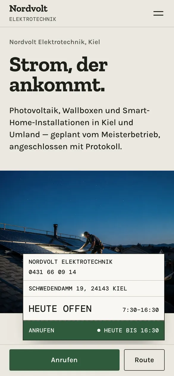 Nordvolt Elektrotechnik auf dem Handy