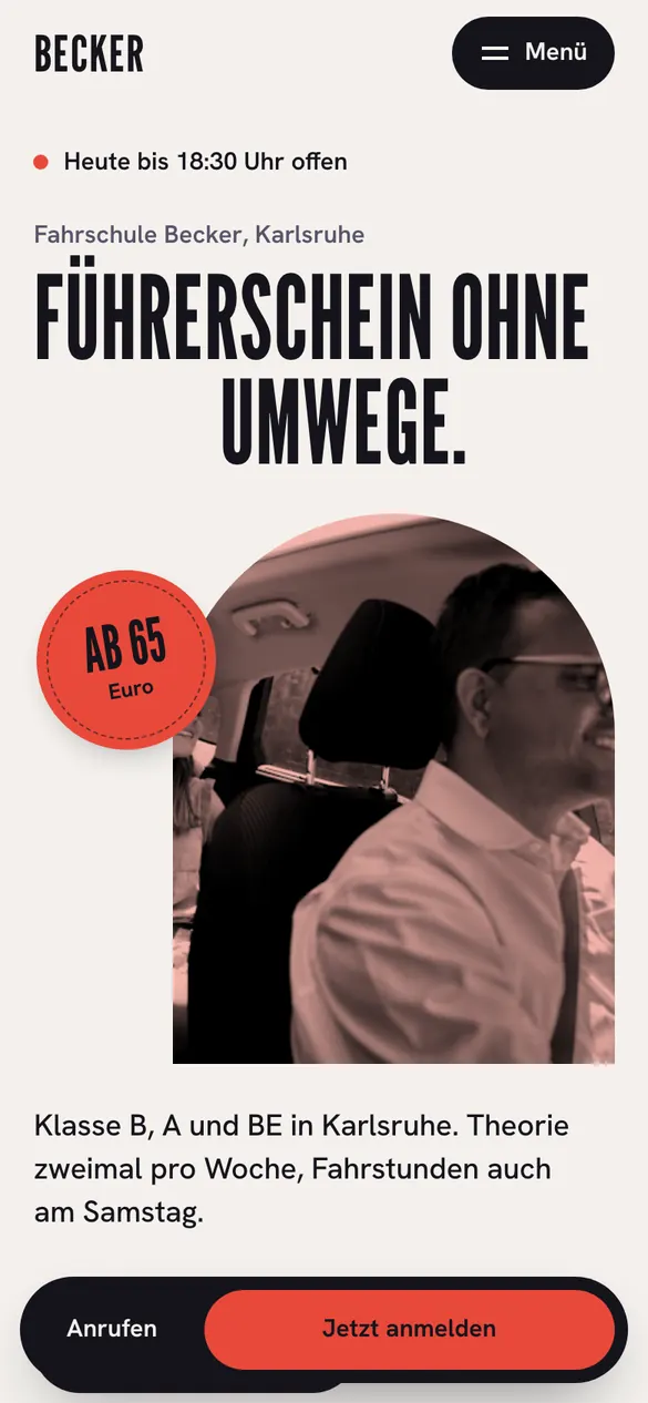 Fahrschule Becker auf dem Handy