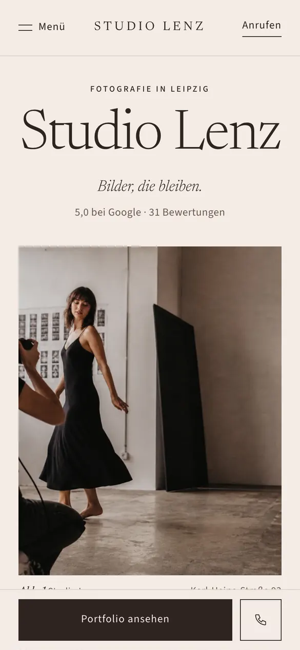 Studio Lenz auf dem Handy