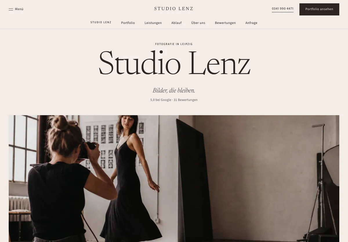 Beispiel-Website im Design Journal: Studio Lenz, Fotografie