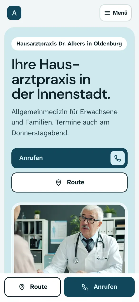 Hausarztpraxis Dr. Albers auf dem Handy