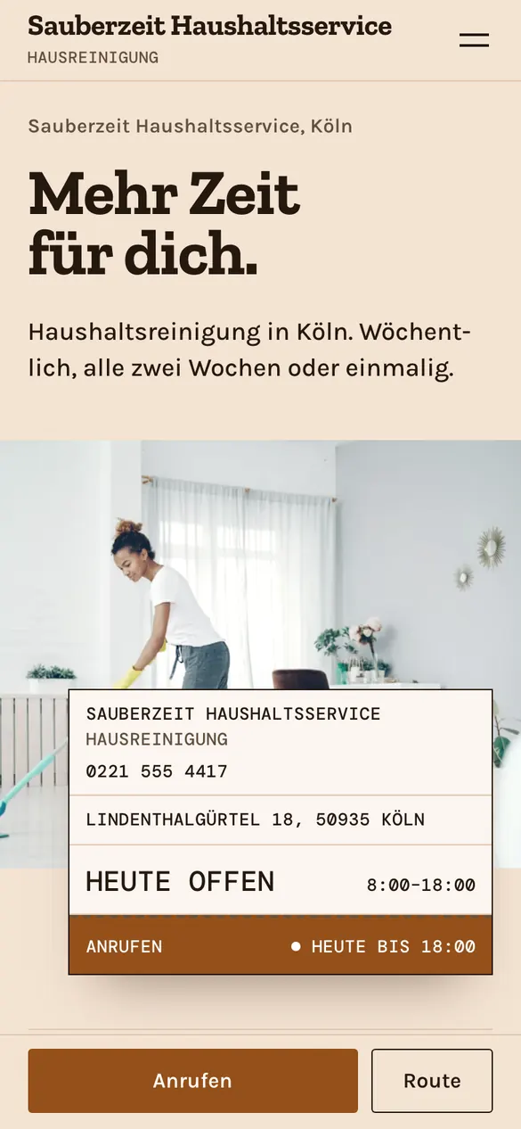 Sauberzeit Haushaltsservice auf dem Handy