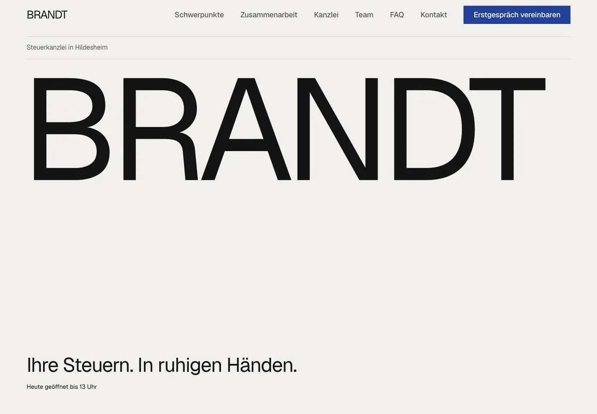 Beispiel-Website im Design Raster: Steuerkanzlei Brandt, Steuerkanzlei