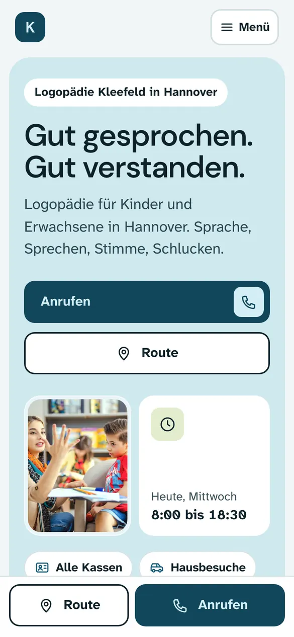 Logopädie Kleefeld auf dem Handy