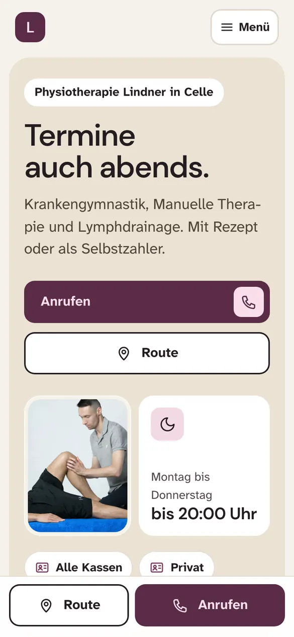 Physiotherapie Lindner auf dem Handy