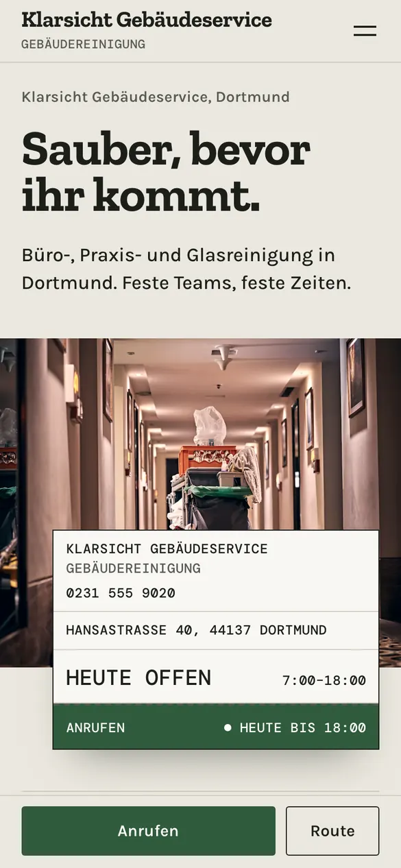 Klarsicht Gebäudeservice auf dem Handy