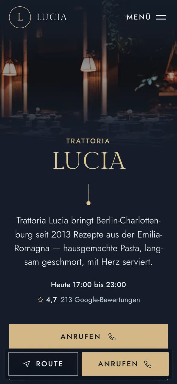 Trattoria Lucia auf dem Handy