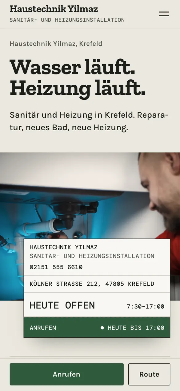 Haustechnik Yilmaz auf dem Handy