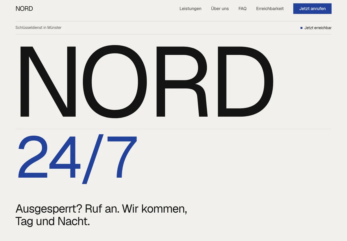 Beispiel-Website im Design Raster: Schlüsseldienst Nord, Schlüsseldienst