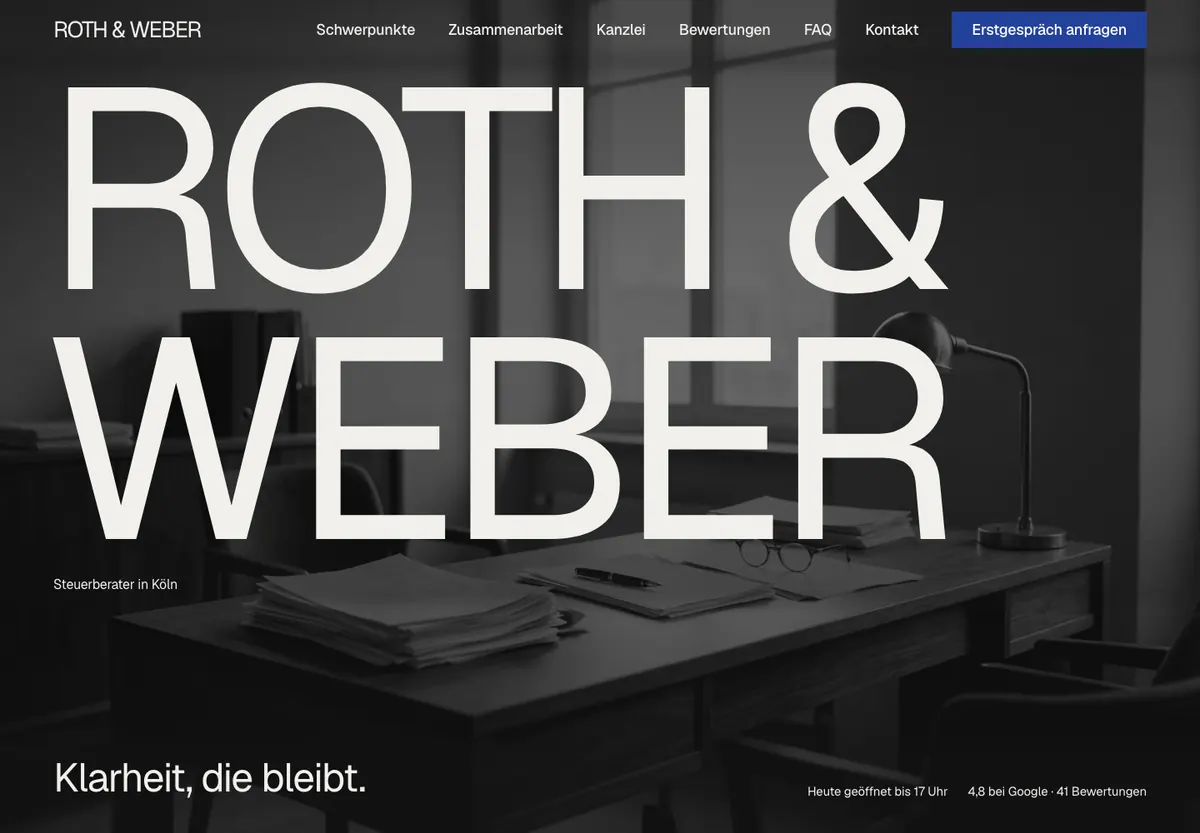 Beispiel-Website im Design Raster: Roth & Weber Steuerberater, Steuerberater