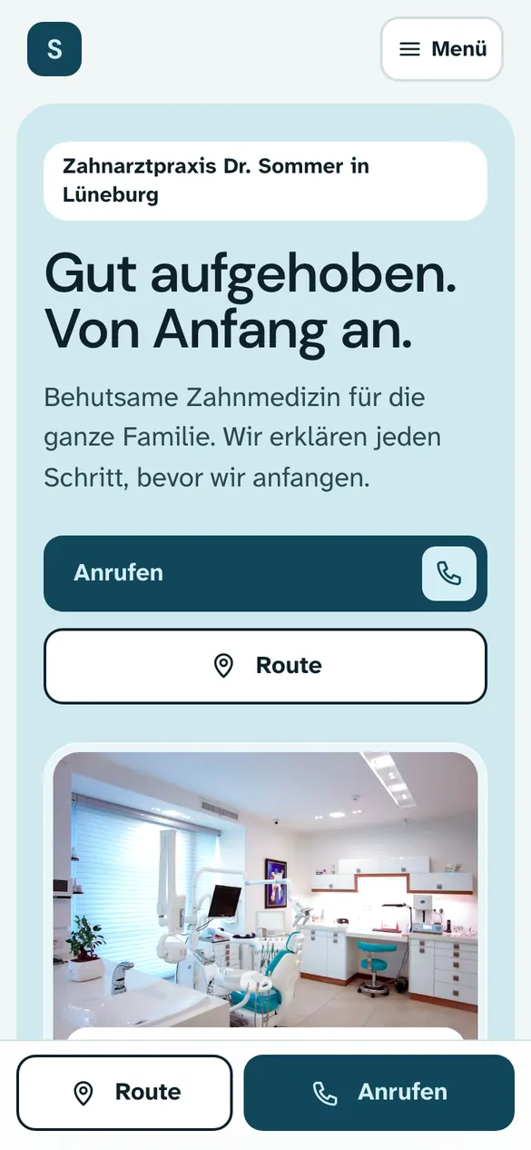 Zahnarztpraxis Dr. Sommer auf dem Handy